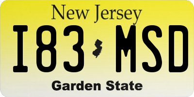 NJ license plate I83MSD