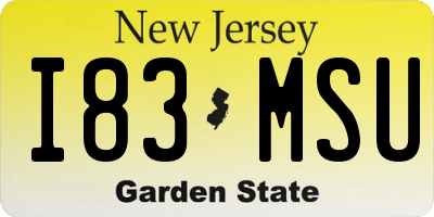 NJ license plate I83MSU