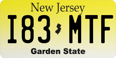 NJ license plate I83MTF