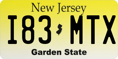 NJ license plate I83MTX