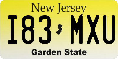NJ license plate I83MXU