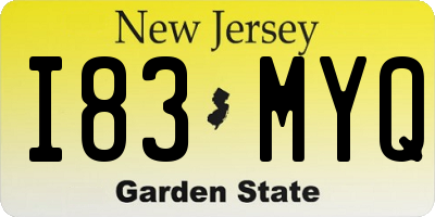 NJ license plate I83MYQ