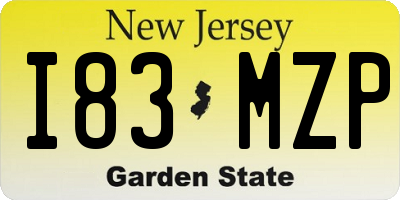 NJ license plate I83MZP