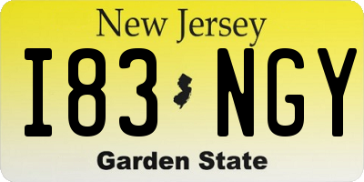 NJ license plate I83NGY