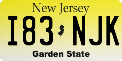 NJ license plate I83NJK