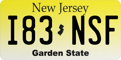 NJ license plate I83NSF