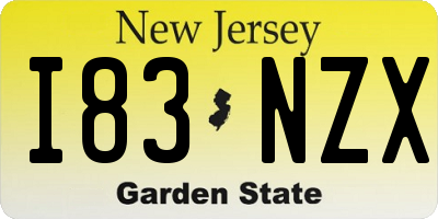 NJ license plate I83NZX