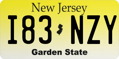 NJ license plate I83NZY