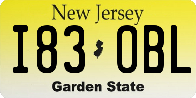 NJ license plate I83OBL