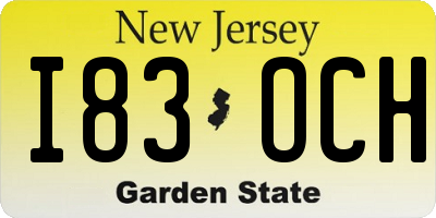 NJ license plate I83OCH