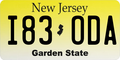 NJ license plate I83ODA