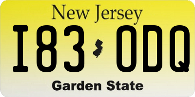 NJ license plate I83ODQ