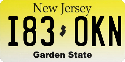 NJ license plate I83OKN