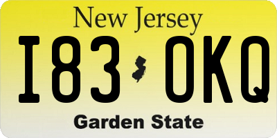 NJ license plate I83OKQ