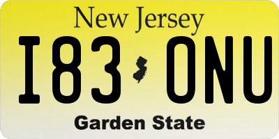 NJ license plate I83ONU