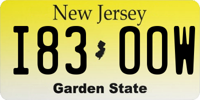 NJ license plate I83OOW