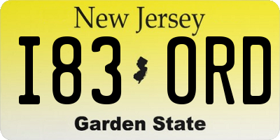 NJ license plate I83ORD