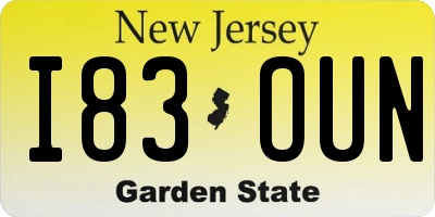 NJ license plate I83OUN