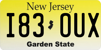 NJ license plate I83OUX