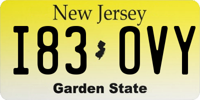 NJ license plate I83OVY