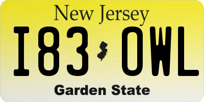 NJ license plate I83OWL