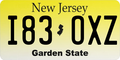 NJ license plate I83OXZ