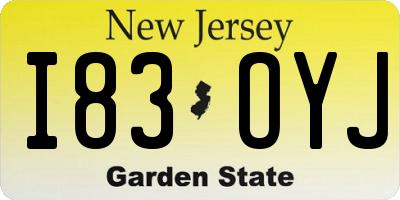 NJ license plate I83OYJ