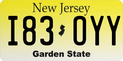 NJ license plate I83OYY