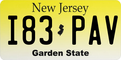 NJ license plate I83PAV