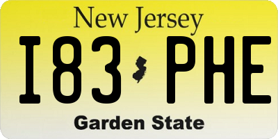 NJ license plate I83PHE