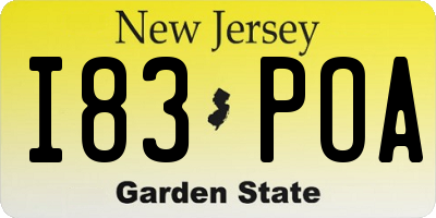 NJ license plate I83POA