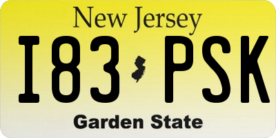 NJ license plate I83PSK