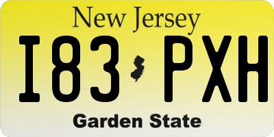 NJ license plate I83PXH