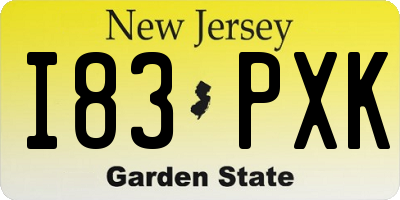 NJ license plate I83PXK