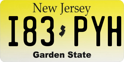 NJ license plate I83PYH