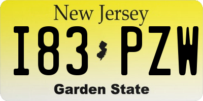 NJ license plate I83PZW