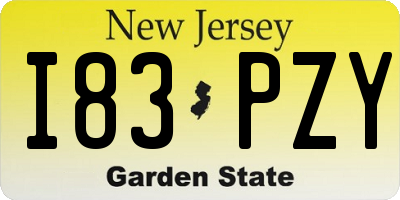 NJ license plate I83PZY