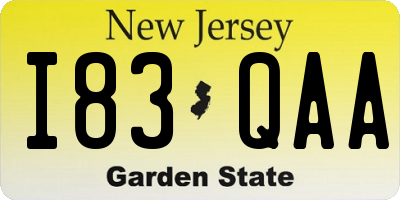 NJ license plate I83QAA