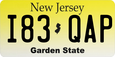 NJ license plate I83QAP