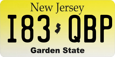 NJ license plate I83QBP