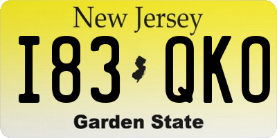 NJ license plate I83QKO