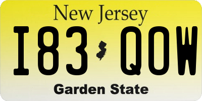 NJ license plate I83QOW