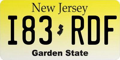 NJ license plate I83RDF