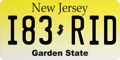 NJ license plate I83RID
