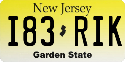 NJ license plate I83RIK