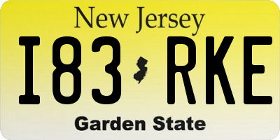NJ license plate I83RKE