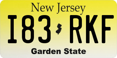 NJ license plate I83RKF