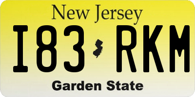 NJ license plate I83RKM