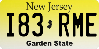 NJ license plate I83RME