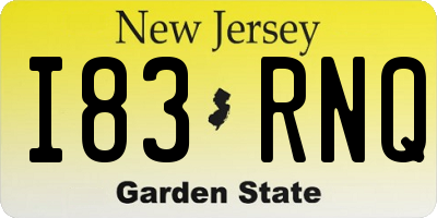 NJ license plate I83RNQ